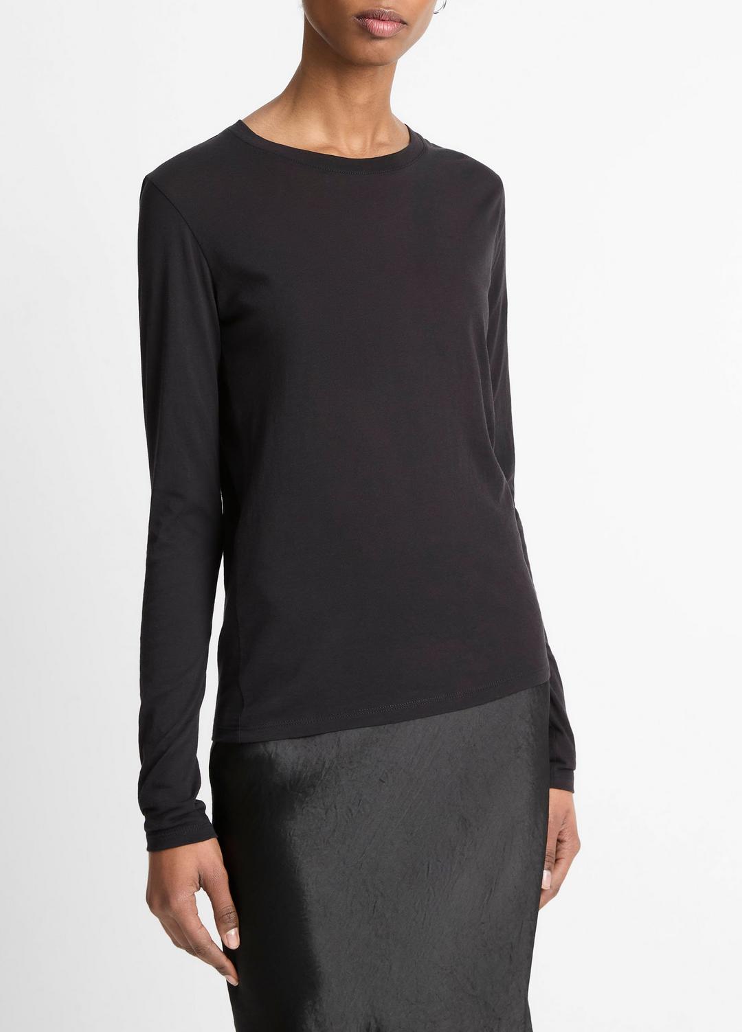 Essential Long Sleeve Crew Neck T-Shirt in Long Sleeve | VINCE Women
