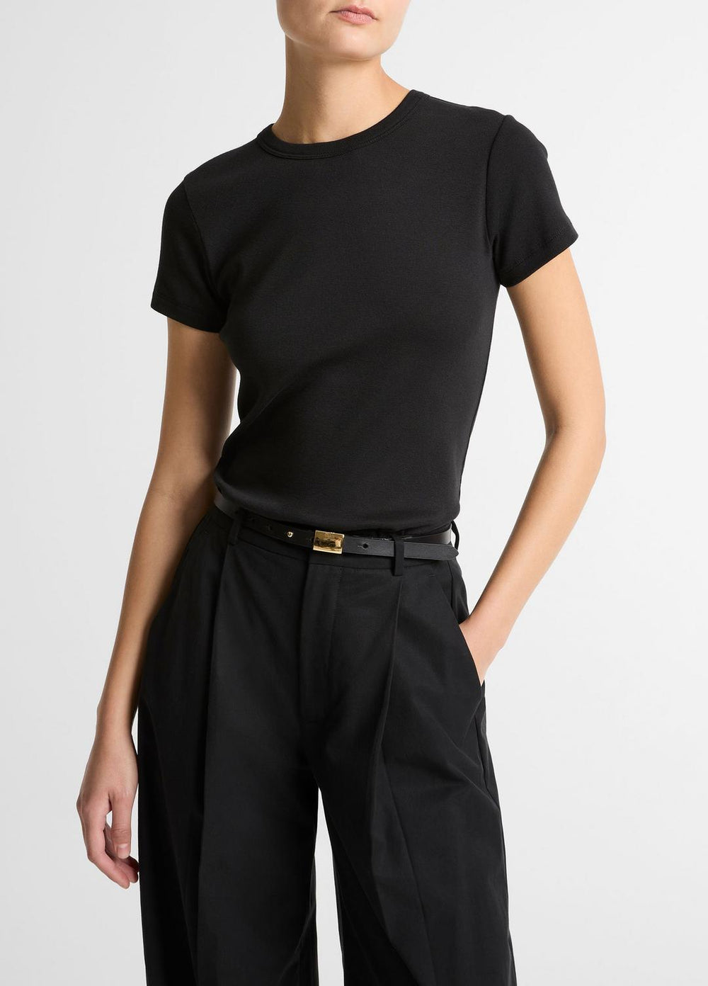 Pima Cotton-Blend '90s Shrunken T-Shirt in Short Sleeve | VINCE Women