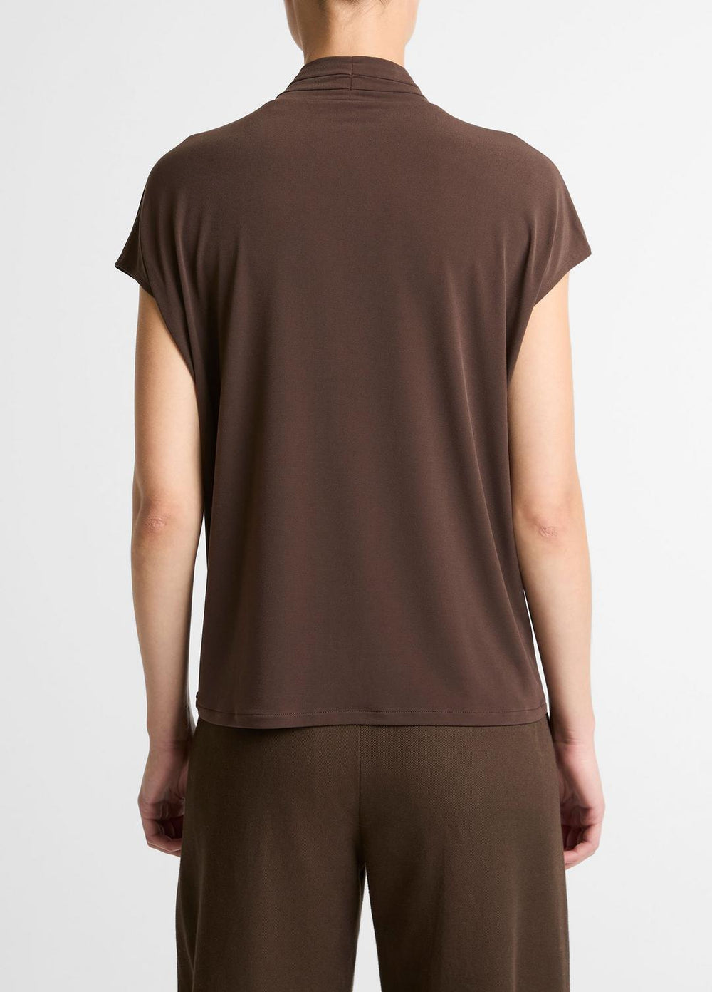 Twist-Neck Matte Jersey Cap-Sleeve Top  in Short Sleeve | VINCE Women