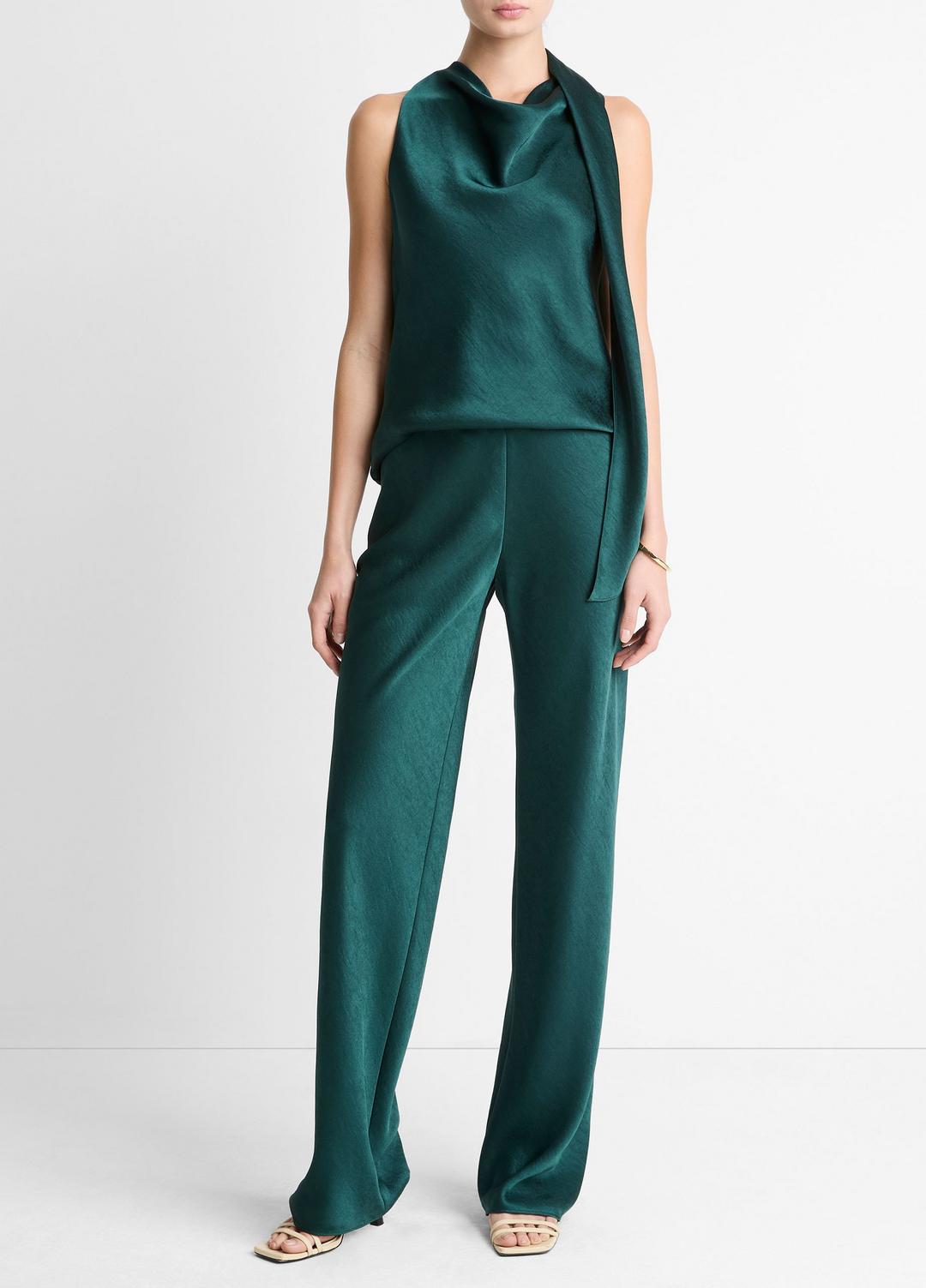 Colette High-Rise Fluid Satin Bias Pant in Trousers | VINCE Women