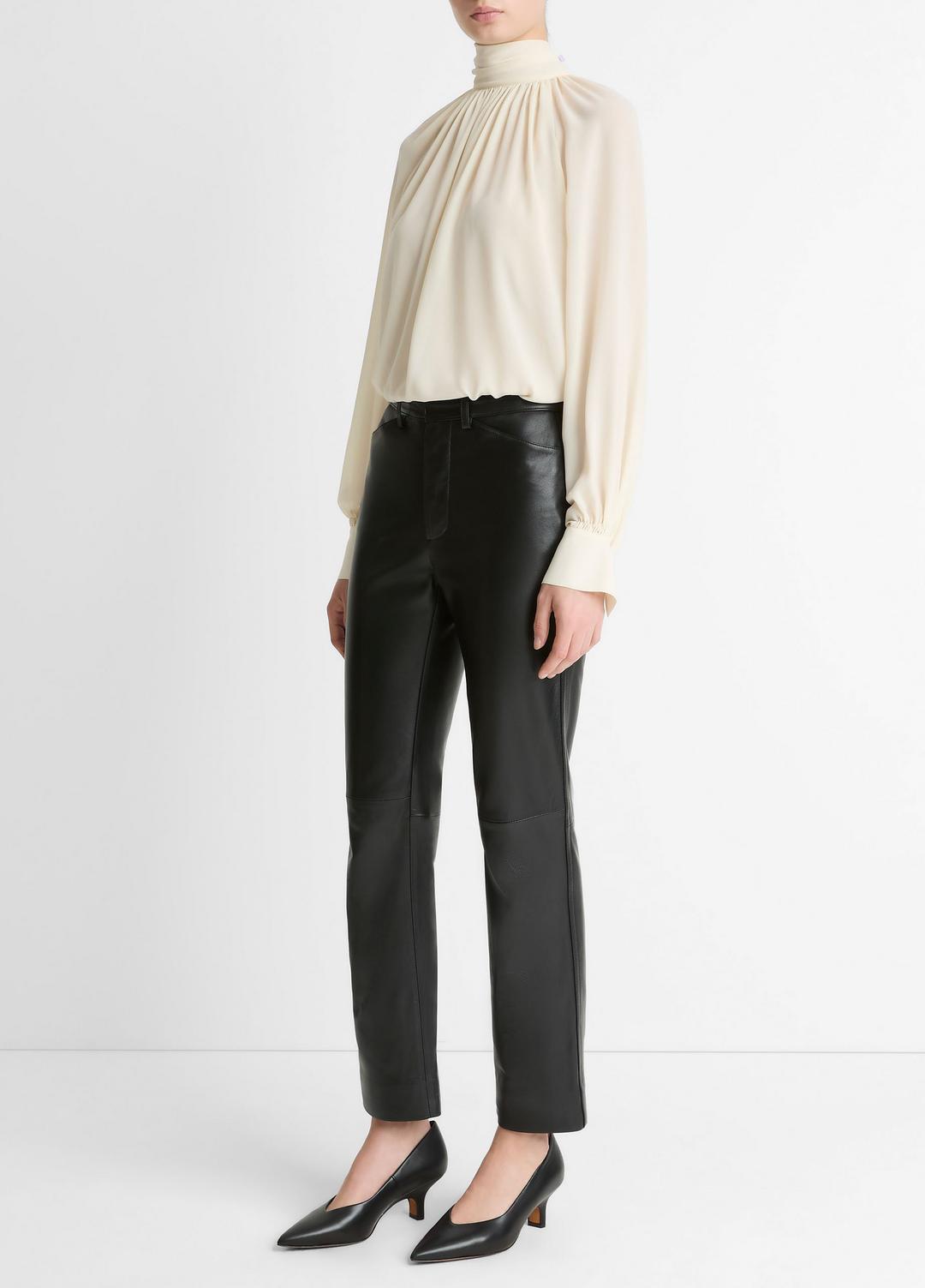 Leather Straight-Leg Trouser in Trousers | VINCE Women