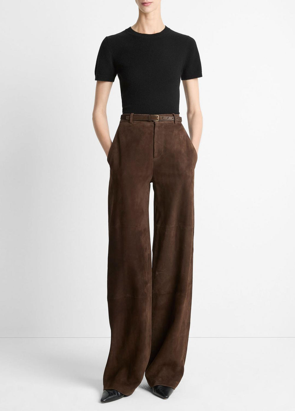 Suede Mid-Rise Trouser in Trousers | VINCE Women