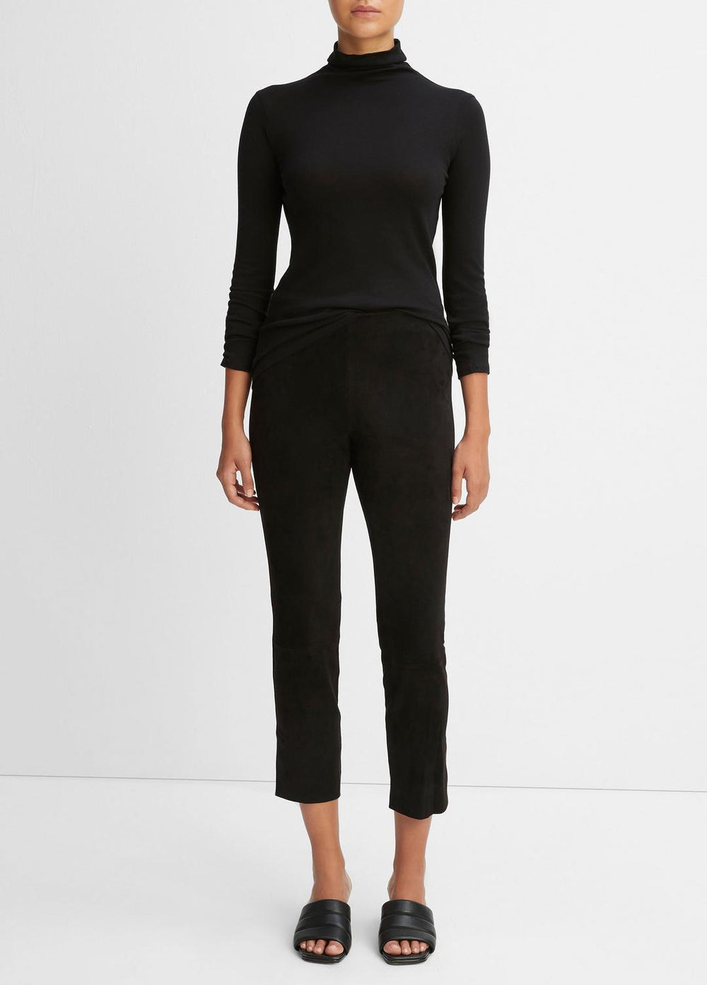 Stretch Suede Split Hem Crop Legging in Leggings | VINCE Women