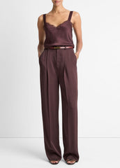 Satin Pleated Wide-Leg Trouser in Trousers | VINCE Women
