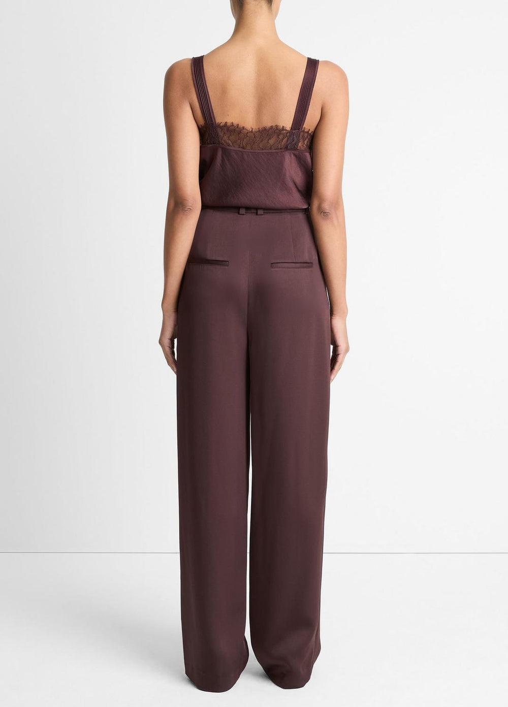 Satin Pleated Wide-Leg Trouser in Trousers | VINCE Women