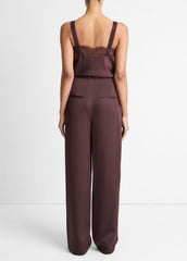 Satin Pleated Wide-Leg Trouser in Trousers | VINCE Women