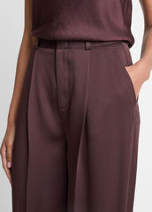 Satin Pleated Wide-Leg Trouser in Trousers | VINCE Women