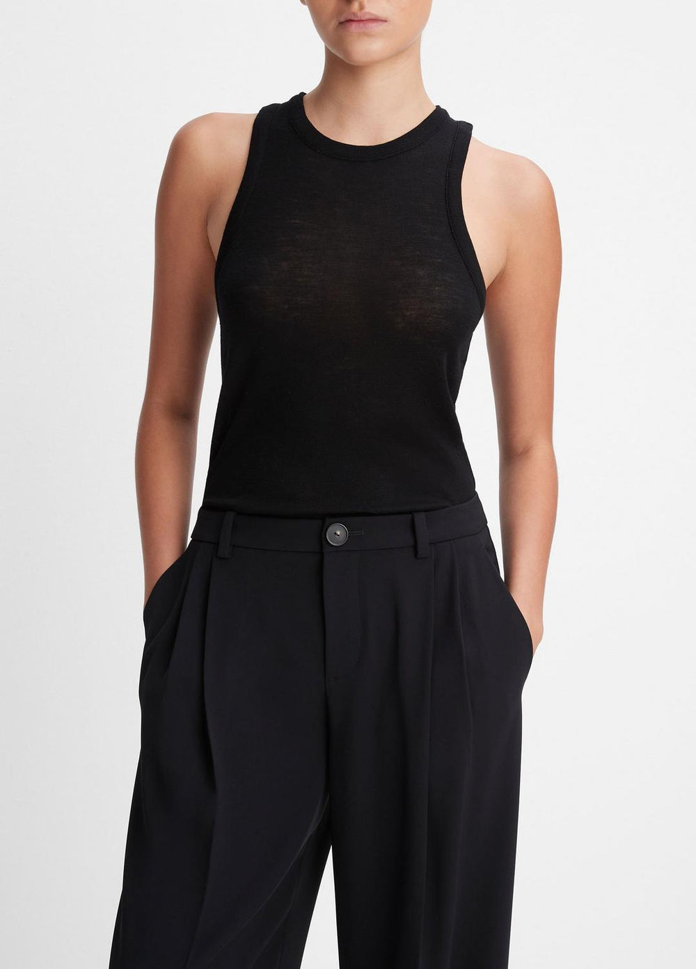 Drop-Waist Pleated Crepe Trouser in Trousers | VINCE Women