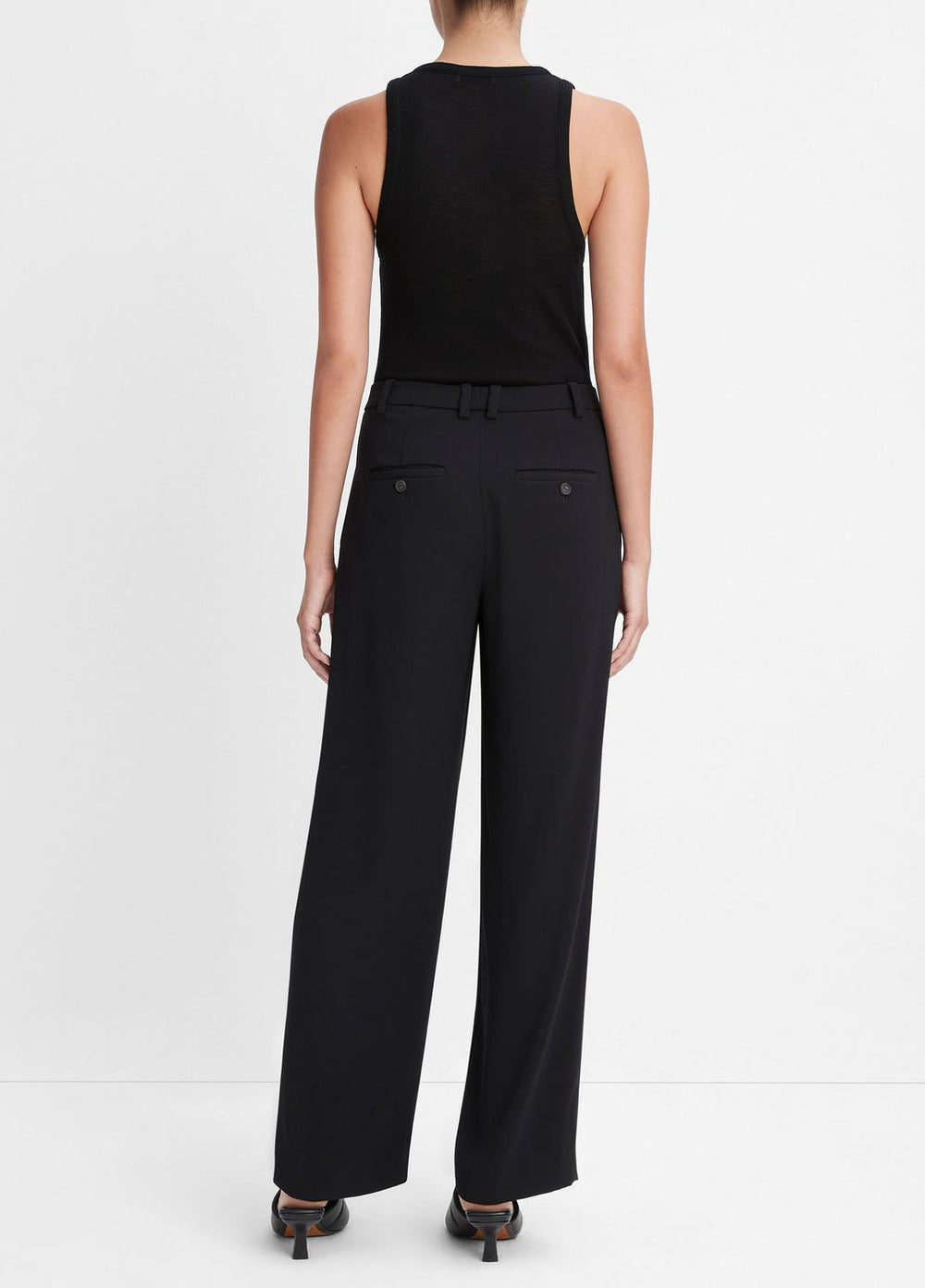 Drop-Waist Pleated Crepe Trouser in Trousers | VINCE Women