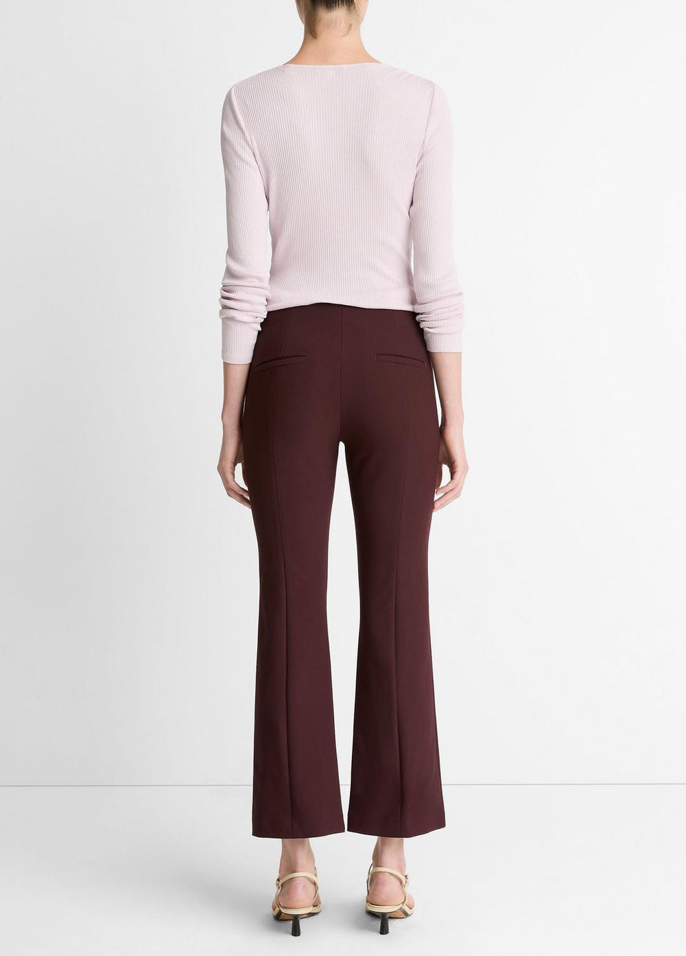 Niki Mid-Rise Pintuck Crop Flare Pant in Trousers | VINCE Women