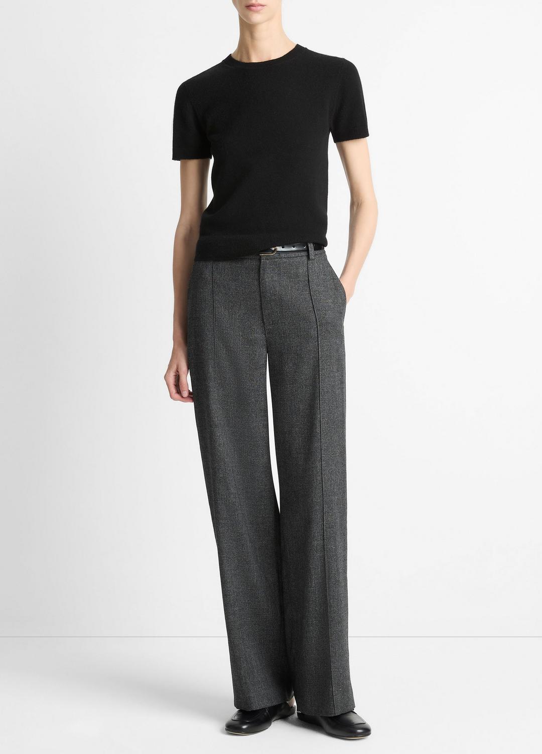 Italian Jaspe Pintuck High-Waist Wide-Leg Pant in Wide Leg | VINCE Women