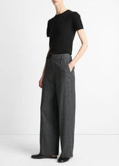 Italian Jaspe Pintuck High-Waist Wide-Leg Pant in Wide Leg | VINCE Women