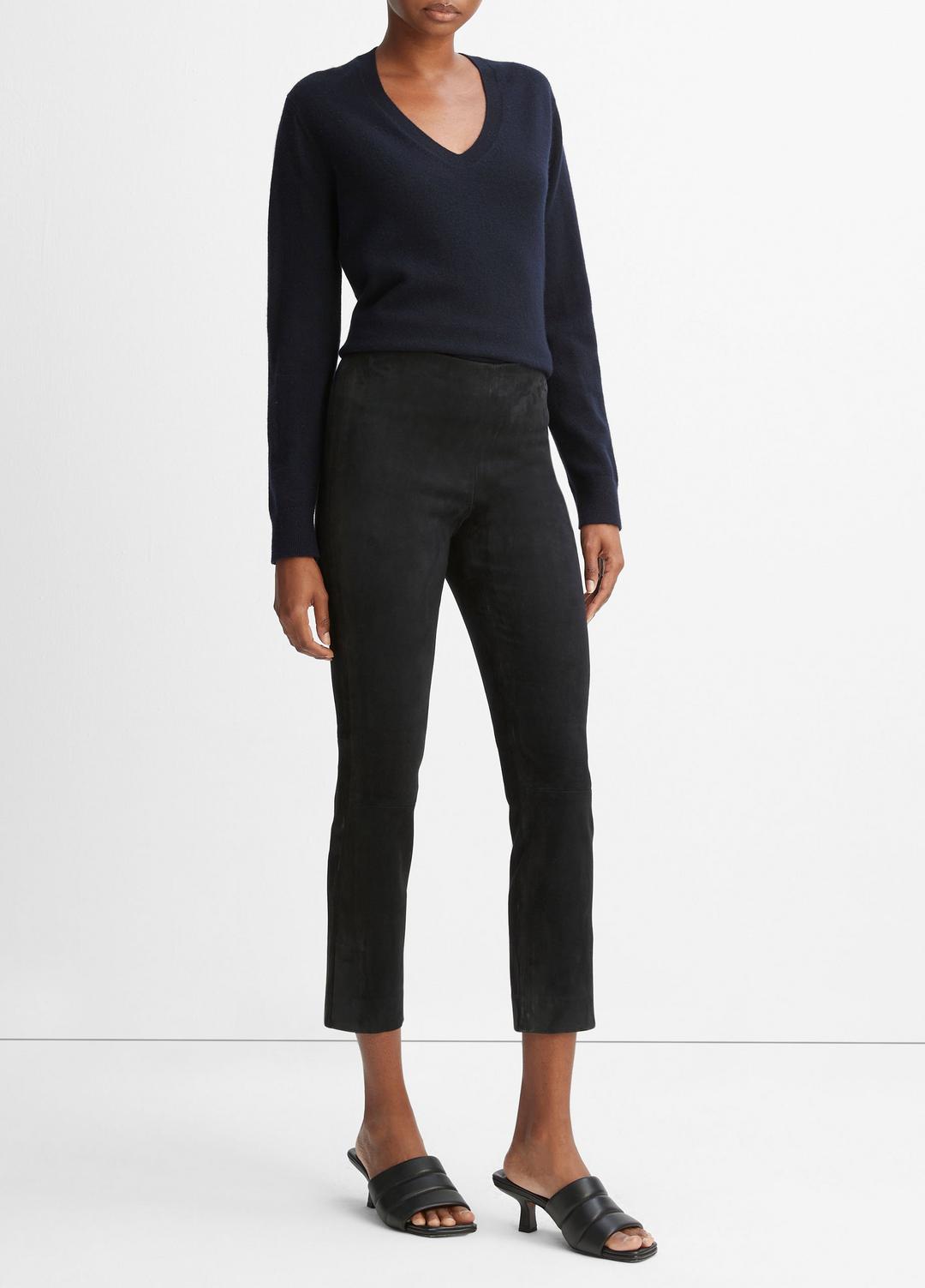 Stretch Suede Split Hem Crop Legging in Leggings | VINCE Women