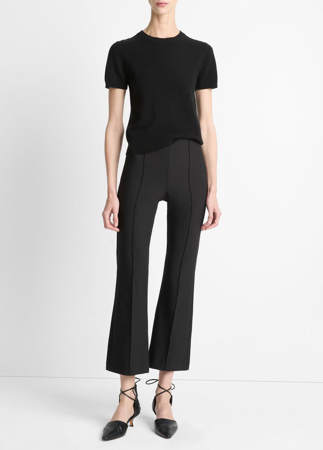 Niki Mid-Rise Pintuck Crop Flare Pant in Trousers | VINCE Women