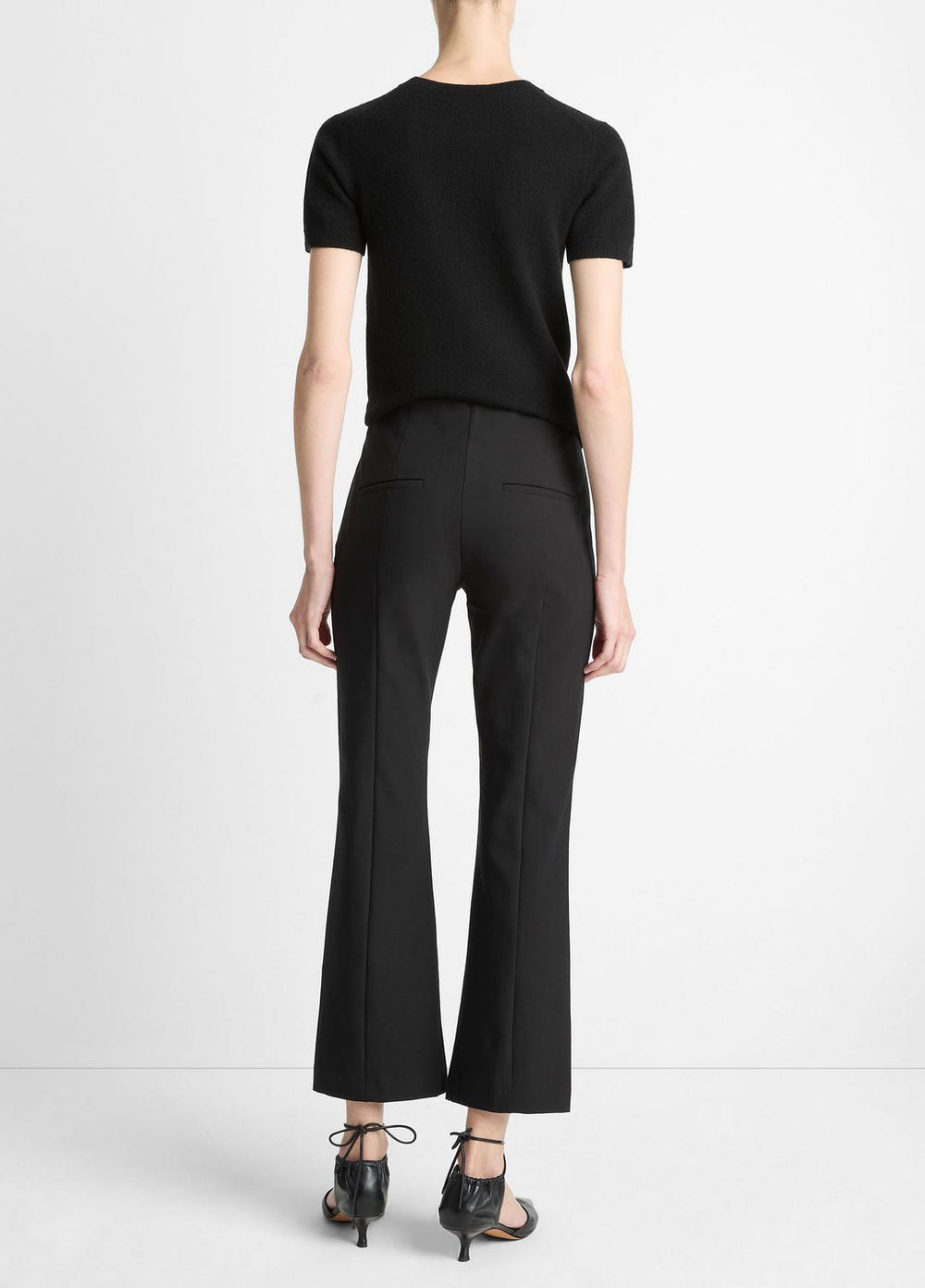 Niki Mid-Rise Pintuck Crop Flare Pant in Trousers | VINCE Women