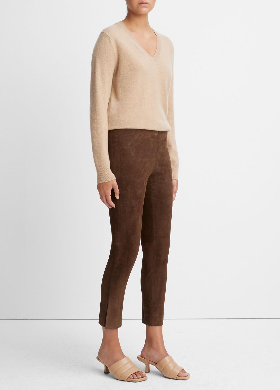 Stretch Suede Split Hem Crop Legging in Leggings | VINCE Women