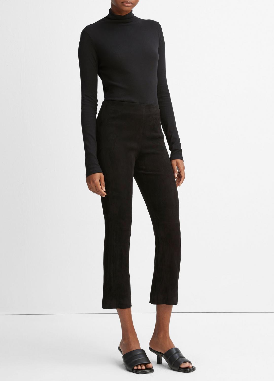 Stretch-Suede Cropped Flare Legging in Leggings | VINCE Women