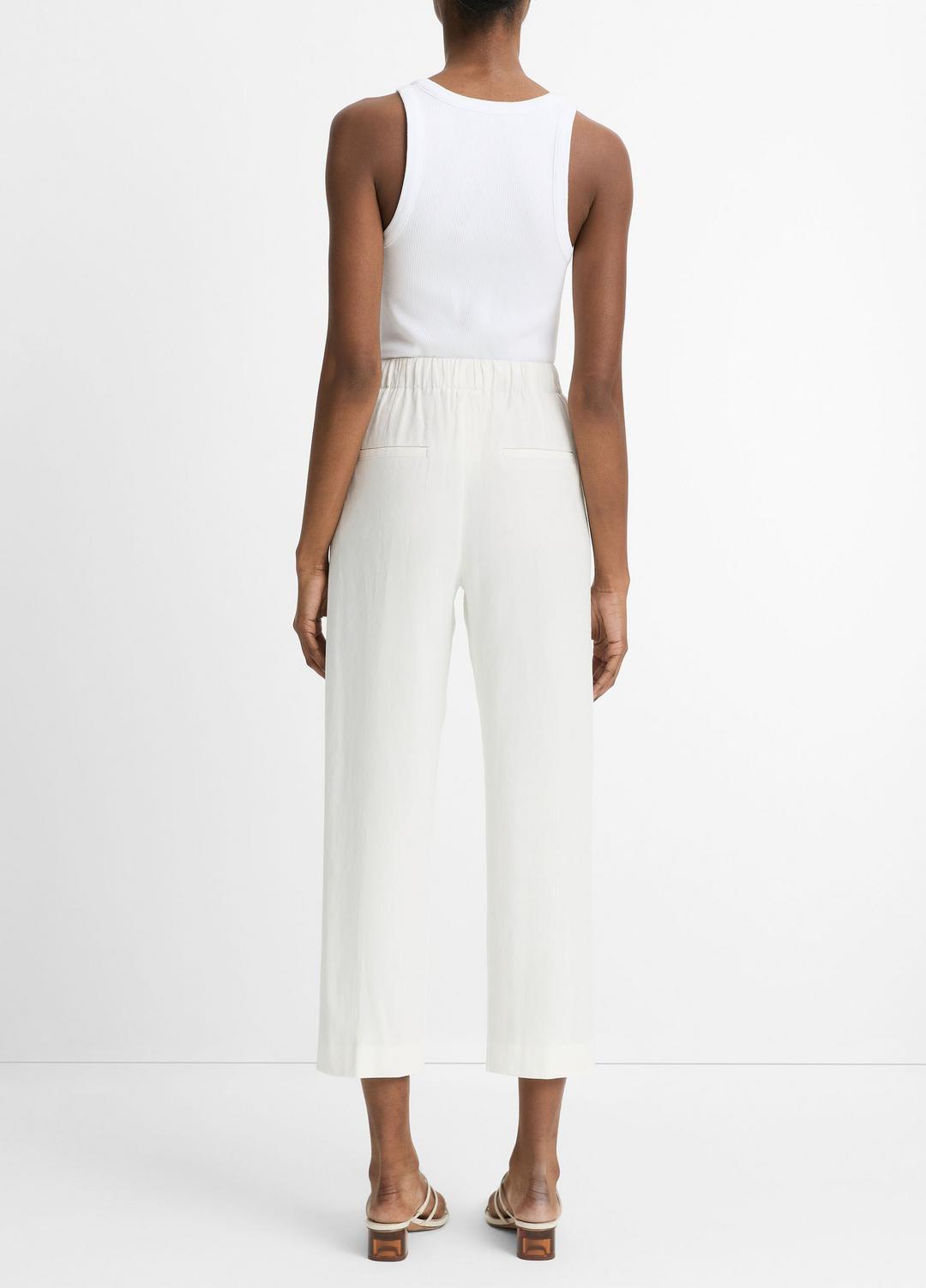 Grace Mid-Rise Linen-Blend Pull-On Pant in Trousers | VINCE Women
