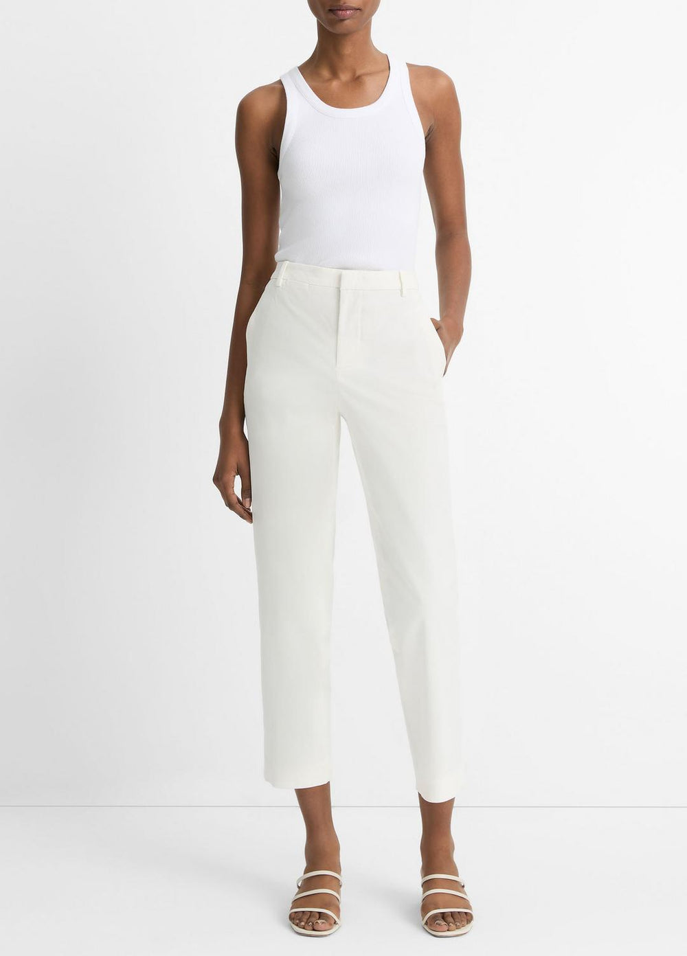 Avery Mid-Rise Italian Stretch-Cotton Chino Pant in Trousers | VINCE Women