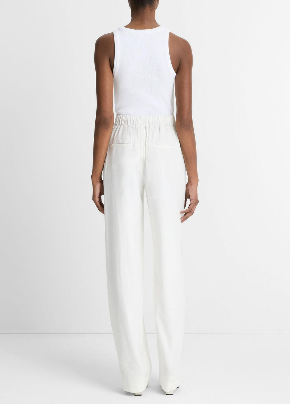 Linen-Blend High-Rise Pull-On Pant in Trousers | VINCE Women