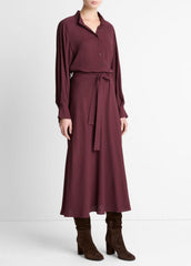 Crepe Collar-Stand Shirt Dress in Dresses | VINCE Women