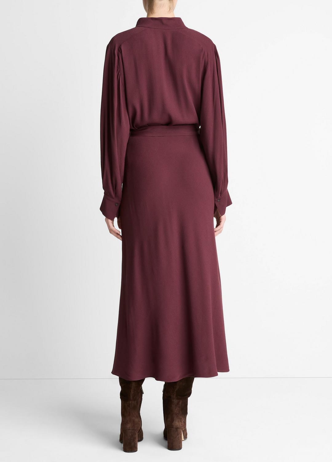Crepe Collar-Stand Shirt Dress in Dresses | VINCE Women