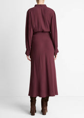Crepe Collar-Stand Shirt Dress in Dresses | VINCE Women