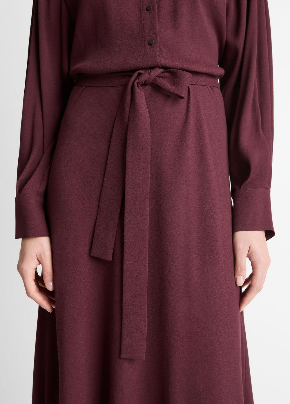 Crepe Collar-Stand Shirt Dress in Dresses | VINCE Women