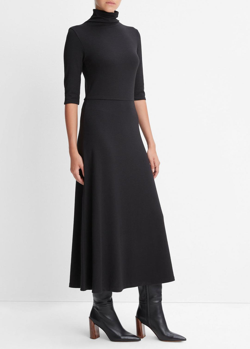 Elbow-Sleeve Turtleneck Dress in Dresses | VINCE Women