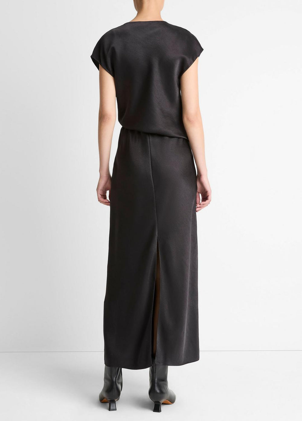 Draped Satin Cowl-Neck Dress in Dresses | VINCE Women