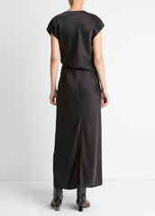Draped Satin Cowl-Neck Dress in Dresses | VINCE Women