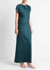 Draped Satin Cowl-Neck Dress in Dresses | VINCE Women