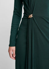 Cinched-Waist Wool-Blend Long-Sleeve Dress in Dresses | VINCE Women