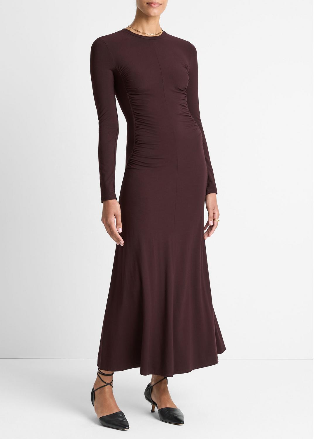 Ruched-Seam Long-Sleeve Dress in Dresses | VINCE Women