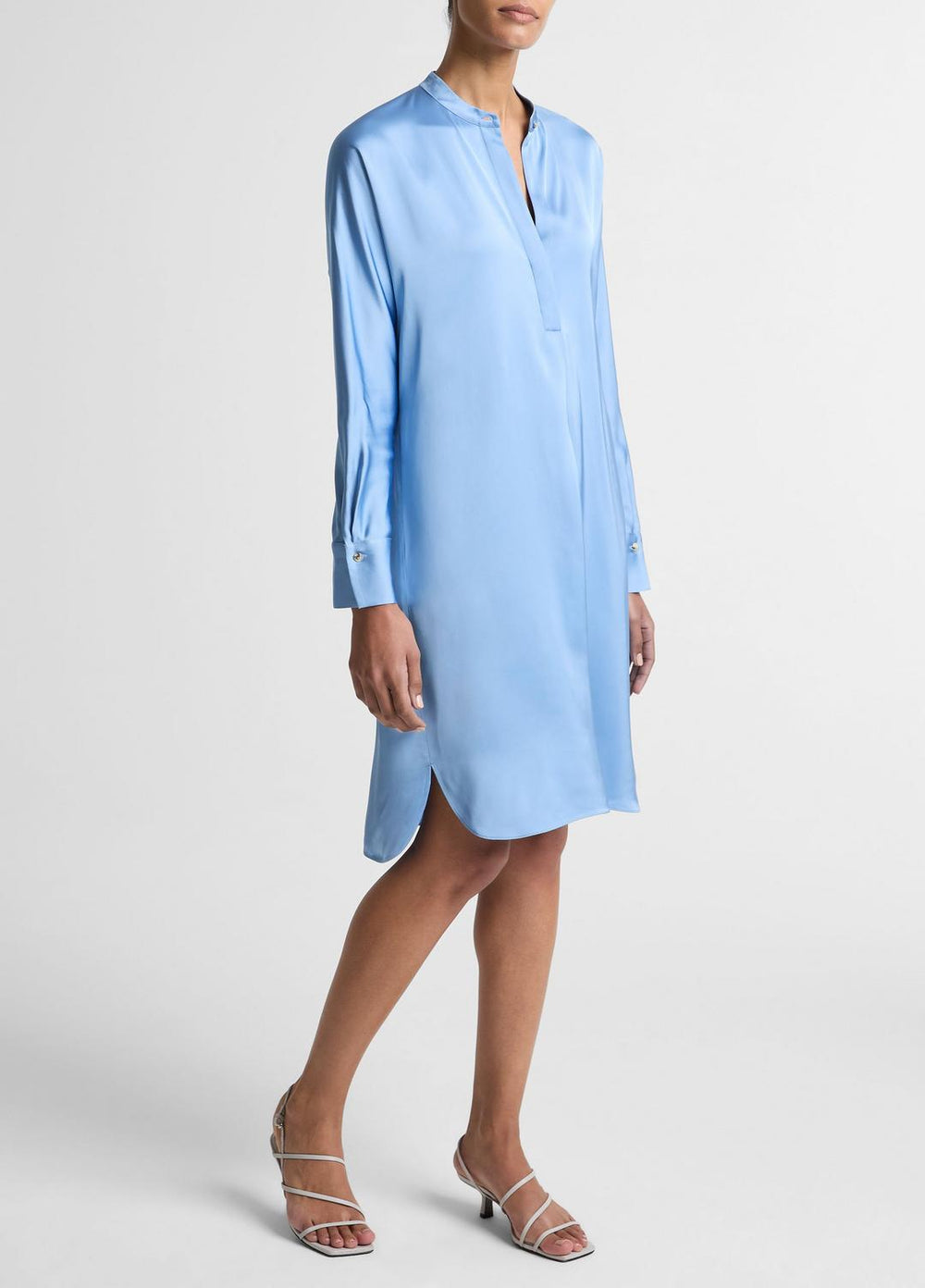 Matte Satin Band-Collar Dress in Dresses | VINCE Women