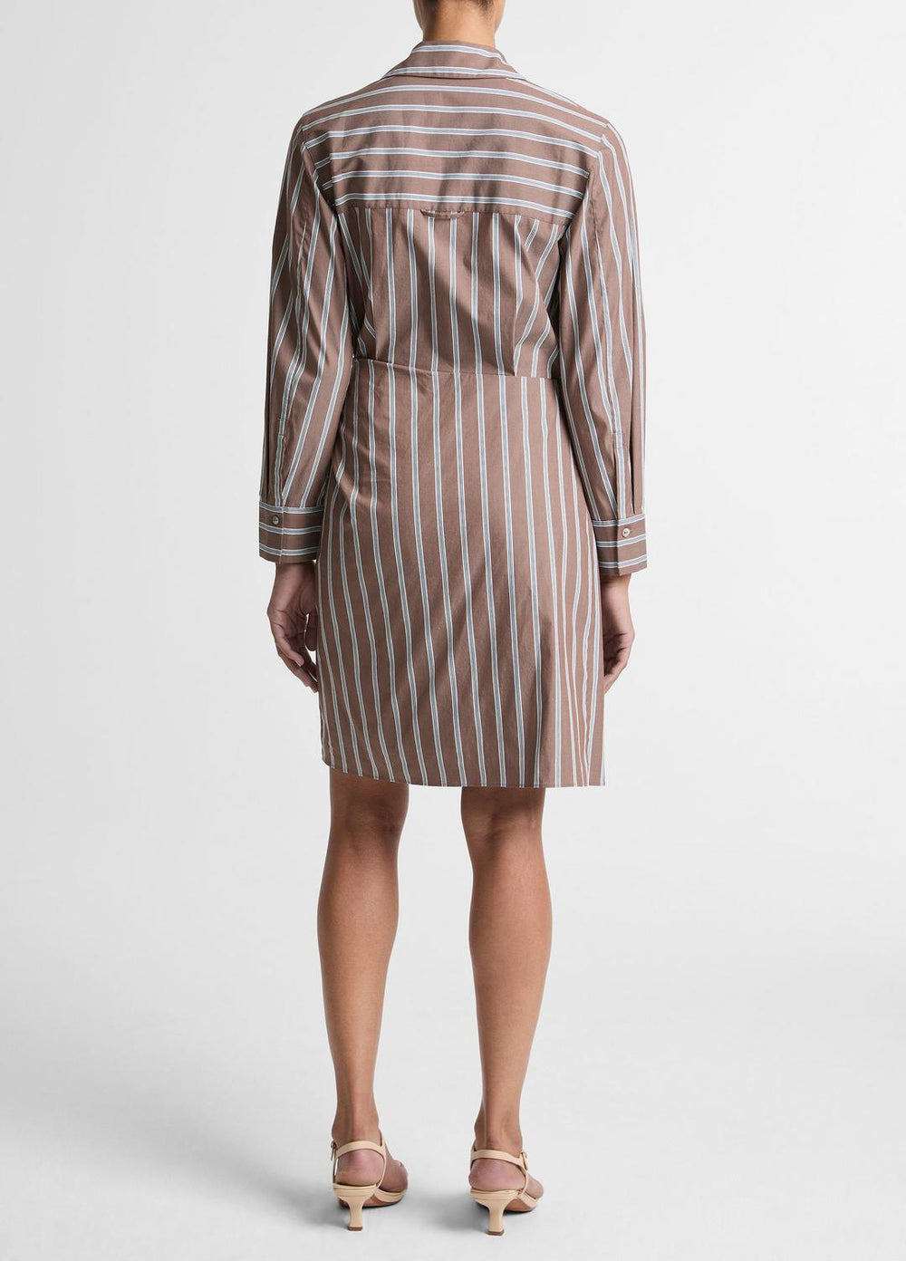 Striped Cotton-Blend Wrap Dress in Dresses | VINCE Women