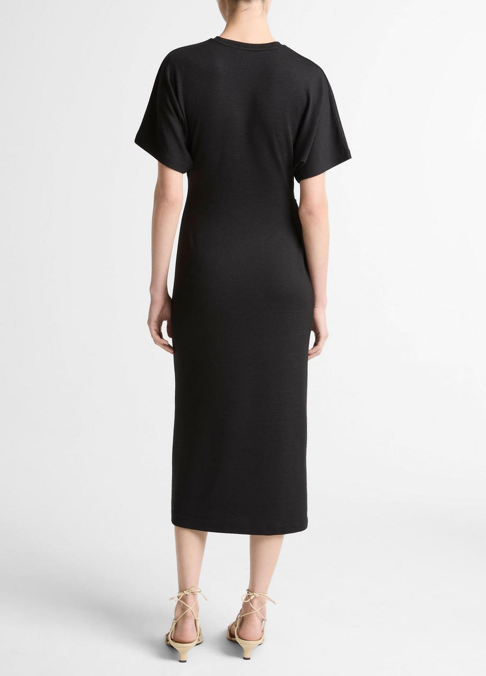 Ruched-Side Matte Jersey Short-Sleeve Dress in Dresses | VINCE Women