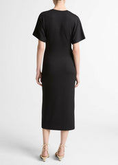 Ruched-Side Matte Jersey Short-Sleeve Dress in Dresses | VINCE Women