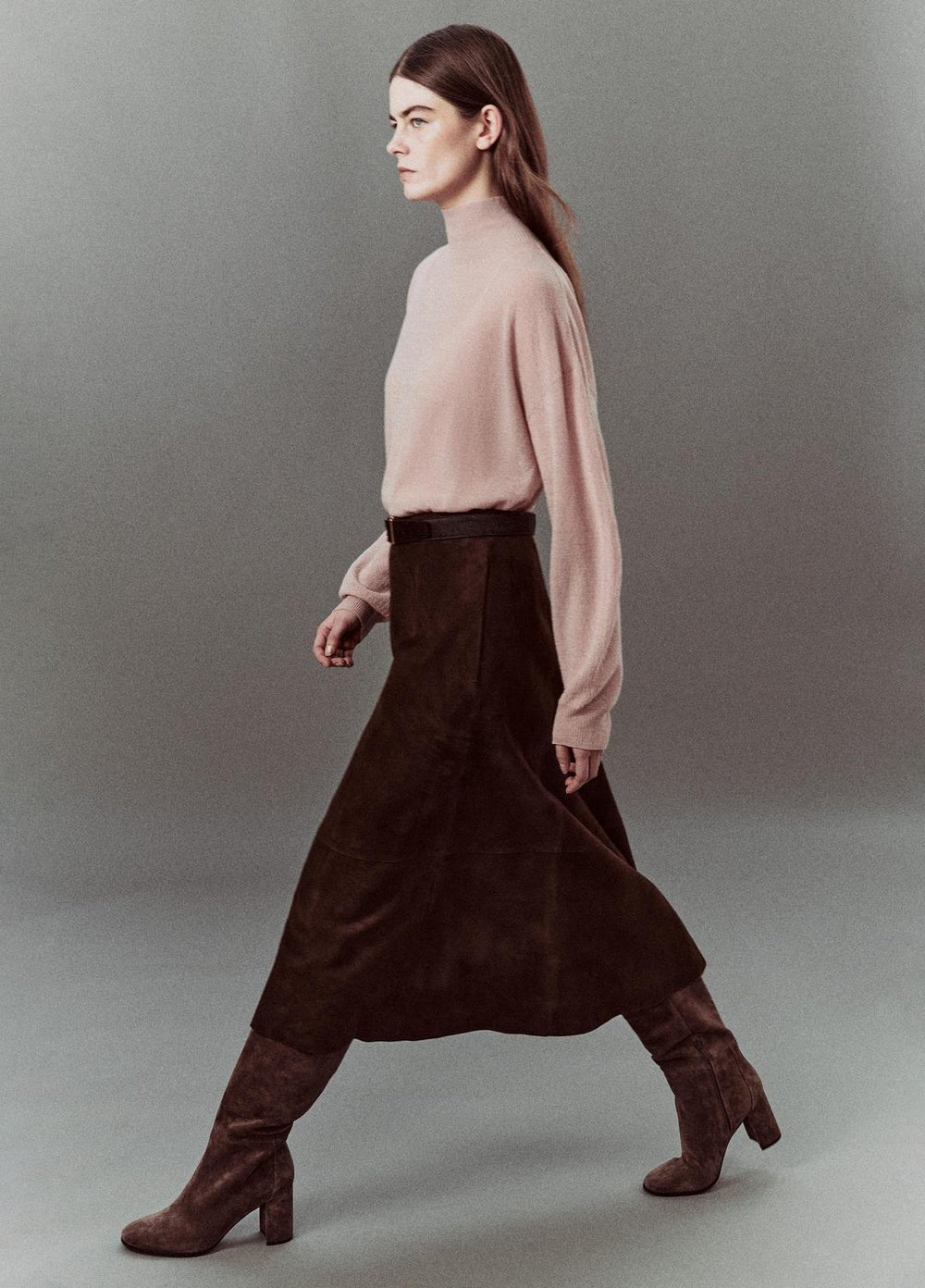 Suede Mid-Rise Flared Skirt in Skirts | VINCE Women