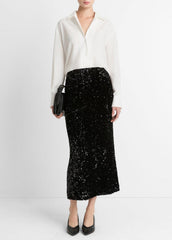 Sequined Velvet Column Skirt in Skirts | VINCE Women
