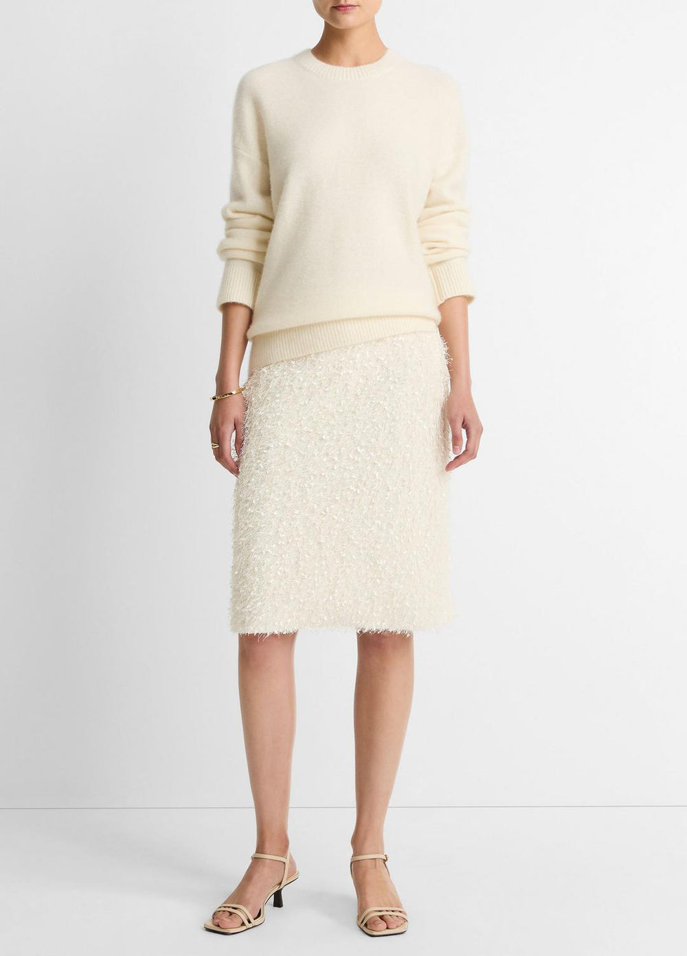 Feathery-Fringe Knee Skirt in Skirts | VINCE Women