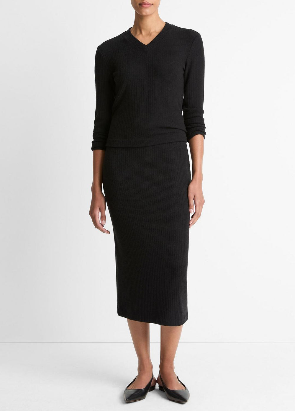 Cozy Rib Midi Skirt in Skirts | VINCE Women