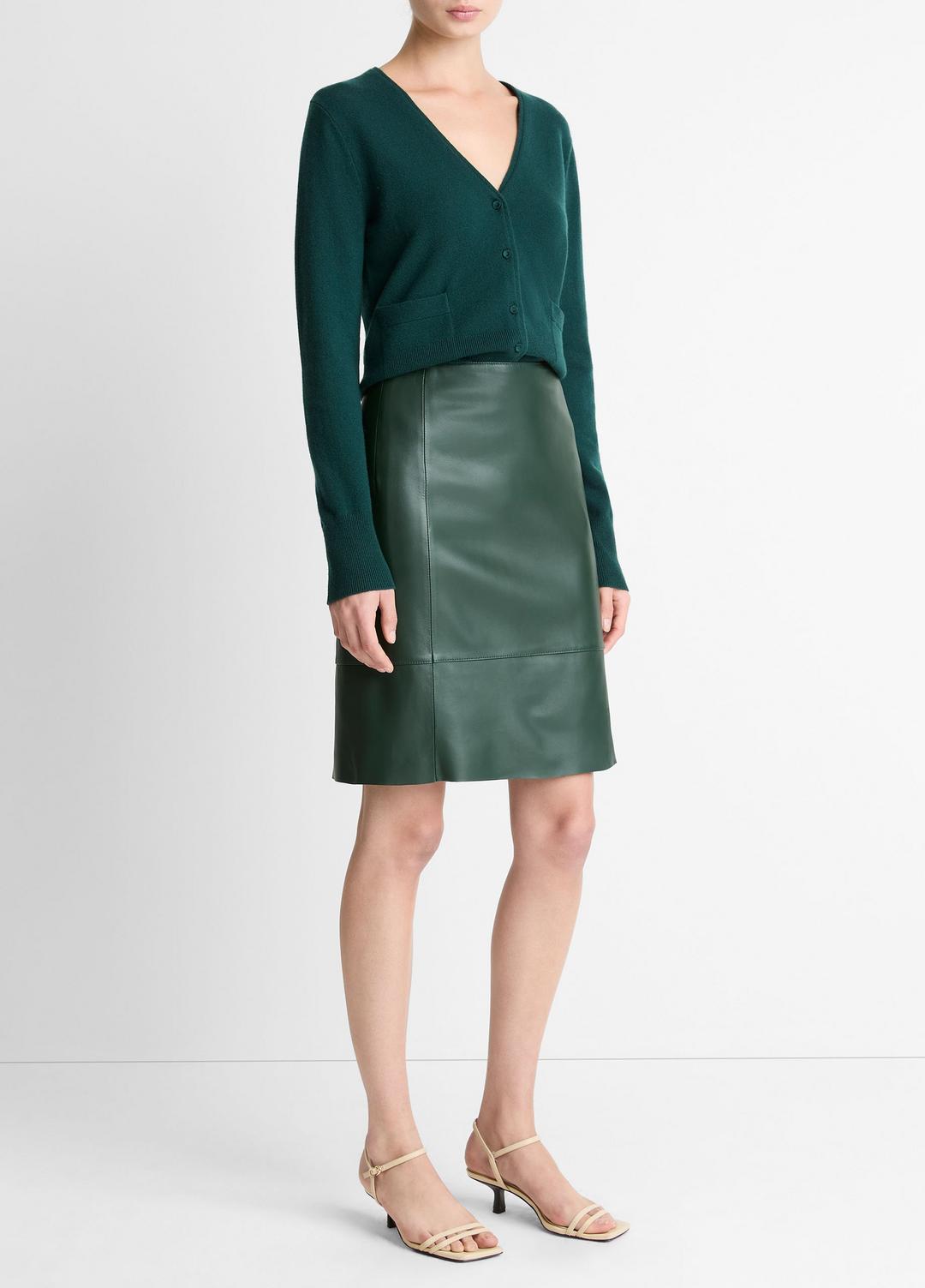 Leather Flared Knee Skirt in Skirts | VINCE Women