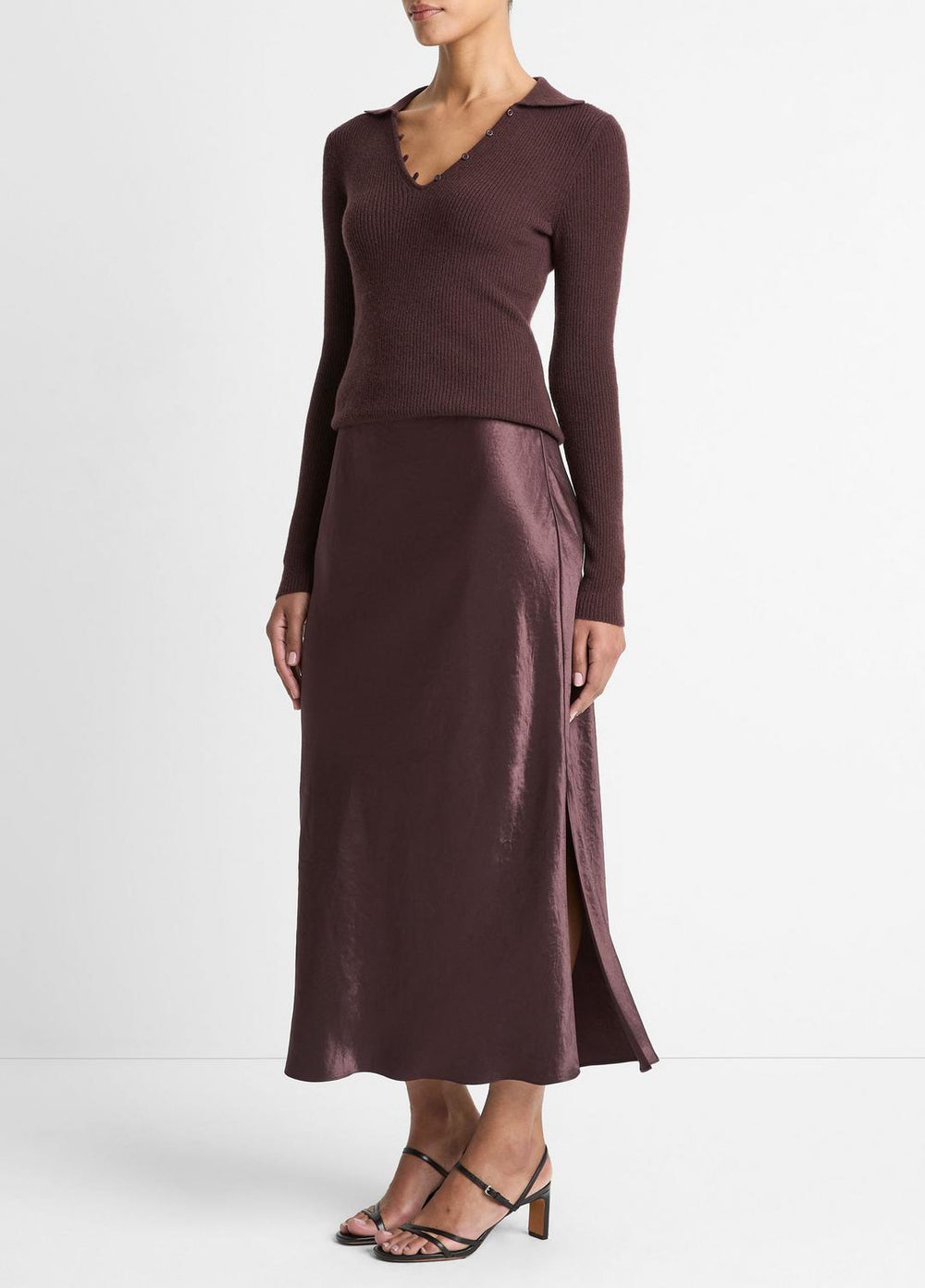 Satin Side-Slit Slip Skirt in Skirts | VINCE Women
