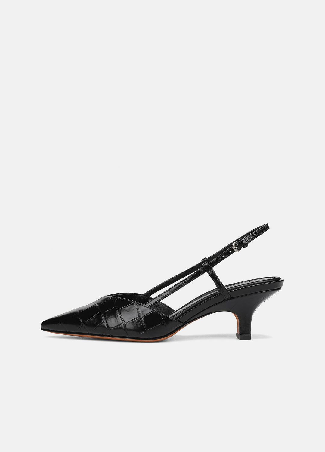 Levvy Croc-Embossed Leather Slingback Heel in Heels | VINCE Women