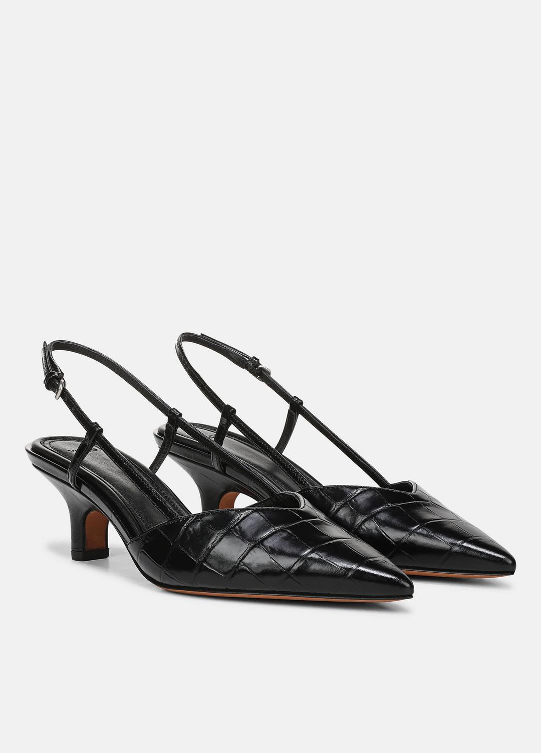 Levvy Croc-Embossed Leather Slingback Heel in Heels | VINCE Women