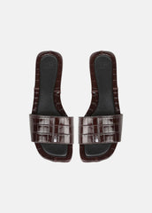 Valeria Croc-Embossed Leather Slide Sandal in Sandals | VINCE Women