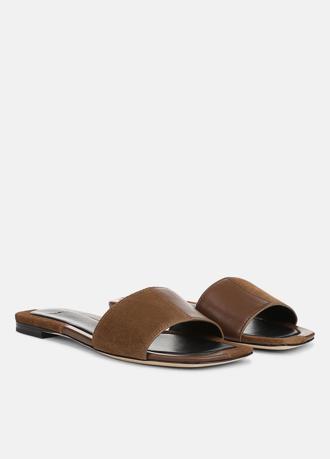 Valeria Leather & Suede Slide Sandal in Sandals | VINCE Women