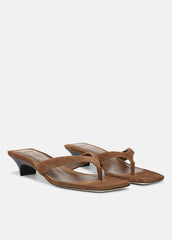 San Juan Suede Heeled Thong Sandal in Sandals | VINCE Women