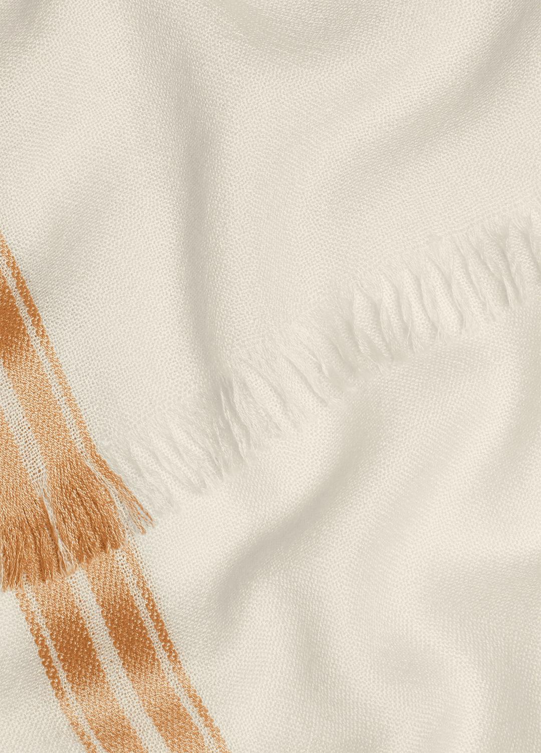 Border-Stripe Cashmere-Silk Satin Twill Scarf in Scarves & Hats | VINCE Women
